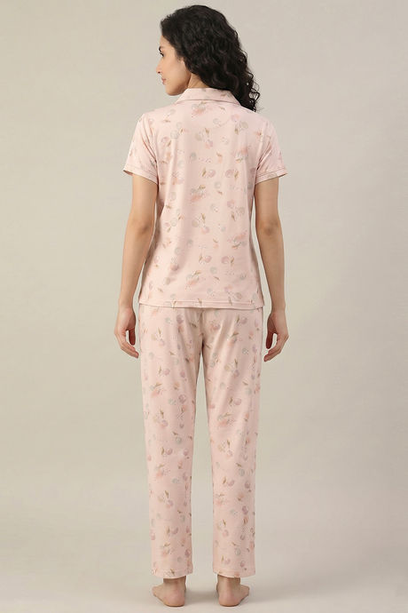 Zivame Beach Dreamer Knit Poly Pyjama Set - Soft Pink — image 4